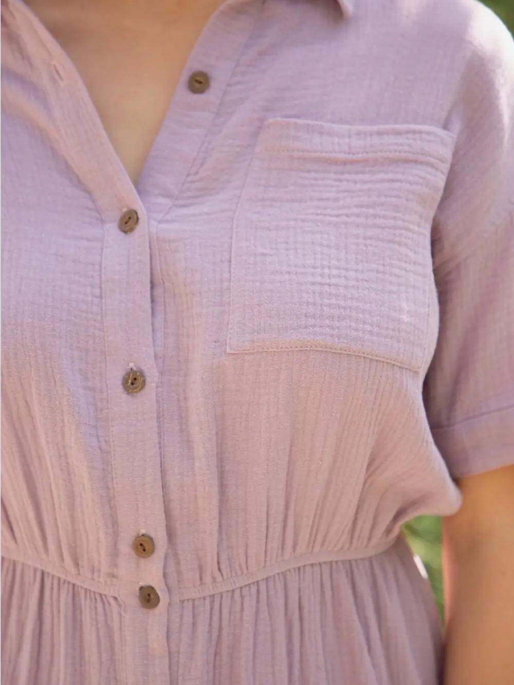 Relaxed Button-Front Lavender Shirt Dress - Unbranded - Picture 5 of 6